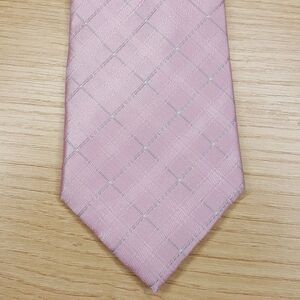 MICHAEL KORS Mens Neck Tie Pink Diamond Grid Check Stripe Classic Silk Blend